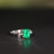 14k White Gold 1.77 Ctw Natural Emerald & Diamond Ring