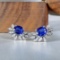 14k White Gold 1 Ct Natural Sapphire & Diamond Earrings