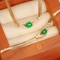 14k Yellow Gold 0.43 Ctw Natural Emerald & Diamond Necklace