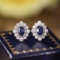 14k White Gold 1.55 Ctw Natural Sapphire & Diamond Earrings