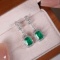 14k White Gold 3.92 Ctw Natural Emerald & Diamond Earrings