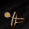 14k Yellow Gold 0.46 Ctw Natural Yellow Diamond & Diamond Ring