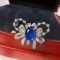 14k White Gold 1.50 Ct Natural Sapphire & Diamond Ring