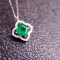 14k White Gold 1.14 Ctw Natural Emerald & Diamond Pendant