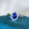 14k White Gold 1.50 Ctw Natural Sapphire & Diamond Ring