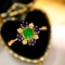 14k Yellow Gold 0.63 Ctw Natural Emerald & Diamond Ring