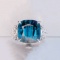 14k White Gold 12.17 Ctw Vivid Blue Natural Tourmaline & Diamond Ring