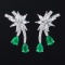 14k Gold 0.94 Ctw Vivid Green Natural Emerald & Diamond Earrings
