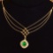 14k Gold 1.2 Ct Vivid Green Natural Emerald & Diamond Necklace
