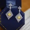 14k Gold 0.41 Ctw Natural Yellow Diamond & Diamond Earrings