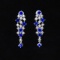 14k Gold 3.37 Ctw Vivid Blue Natural Sapphire & Sapphire Earrings