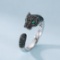 14k Gold 0.78 Ctw Vivid Green Natural Emerald & Black Diamond Ring