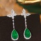 14k Gold 6.75 Ctw Vivid Green Natural Emerald & Diamond Earrings