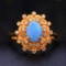 14k Gold 1.01 Ctw Natural Opal & Diamond Ring