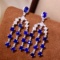 14k Gold 7.47 Ctw Vivid Blue Natural Sapphire & Diamond Earrings