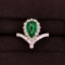 14k Gold 1.16 Ct Vivid Green Natural Emerald & Diamond Ring