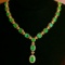 14k Gold 11.89 Ct Vivid Green Natural Emerald & Diamond Necklace