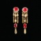 14k Gold 1.49 Ctw Vivid Red Natural Ruby & Diamond Earrings