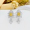 14k Gold 4.40 Ctw Natural Yellow Diamond & Diamond Earrings