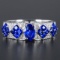 14k Gold 1.21 Ctw Vivid Blue Natural Sapphire & Diamond Ring