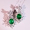 14k Gold 4.88 Ctw Vivid Green Natural Emerald & Diamond Earrings