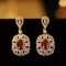 14k Gold 1.20 Ctw Vivid Red Natural Ruby & Diamond Earrings