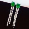 14k Gold 4.8 Ct Vivid Green Natural Emerald & Diamond Earrings