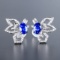 14k Gold 1.45 Ctw Vivid Blue Natural Sapphire & Diamond Earrings