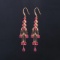 14k Gold 4.30 Ctw Vivid Red Natural Ruby & Diamond Earrings