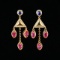 14k Gold 1.80 Ctw Natural Ruby & Sapphire & Diamond Earrings