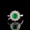 14k Gold 1.10 Ctw Vivid Green Natural Emerald & Diamond Ring