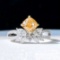 14k Gold 1.52 Ctw Natural Yellow Diamond & Diamond Ring