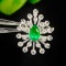 14k Gold 2.02 Ctw Vivid Green Natural Emerald & Diamond Ring/brooch/pendant