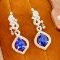 14k Gold 2.4 Ct Vivid Blue Natural Sapphire & Diamond Earrings