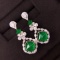 14k Gold 7.26 Ctw Vivid Green Natural Emerald & Diamond Earrings