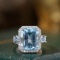 14k Gold 5.94 Ctw Natural Aquamarine & Diamond Ring
