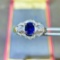 14k Gold 2.02 Ctw Vivid Blue Natural Sapphire & Diamond Ring
