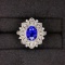 14k Gold 3.20 Ctw Vivid Blue Natural Sapphire & Diamond Ring