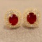 14k Gold 0.93 Ctw Natural Ruby & Diamond Earrings