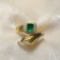 14k Gold 0.75 Ct Vivid Green Natural Emerald & Diamond Ring