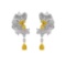 14k Gold 2.34 Ctw Natural Yellow Diamond & Diamond Earrings