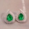 14k Gold 2.79 Ctw Vivid Green Natural Emerald & Diamond Earrings