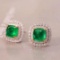 14k Gold 3.26 Ctw Natural Emerald & Diamond Earrings