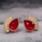 14k Gold 1.16 Ct Natural Ruby & Diamond Earrings