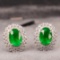 14k Gold 2.28 Ctw Vivid Green Natural Emerald & Diamond Earrings
