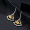 14k Gold 0.89 Ctw Natural Yellow Diamond & Diamond Earrings