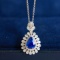 14k Gold 1.76 Ctw Natural Sapphire & Diamond Necklace