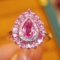 14k Gold 1.91 Ctw Natural Padparadscha Sapphire & Diamond Ring