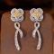14k Gold 1.80 Ctw Natural Yellow Diamond & Diamond Earrings