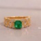 14k Gold 1.06 Ctw Vivid Green Natural Emerald & Diamond Ring